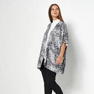 Susan Graver Weekend NWOT Women's S Brown Leopard Cashmoozie Open Front Cardigan